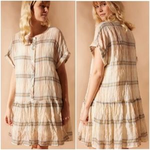 🍒 Louizon Olivia Check Drop Waist Knee Length Light Dress Plaid Sz S